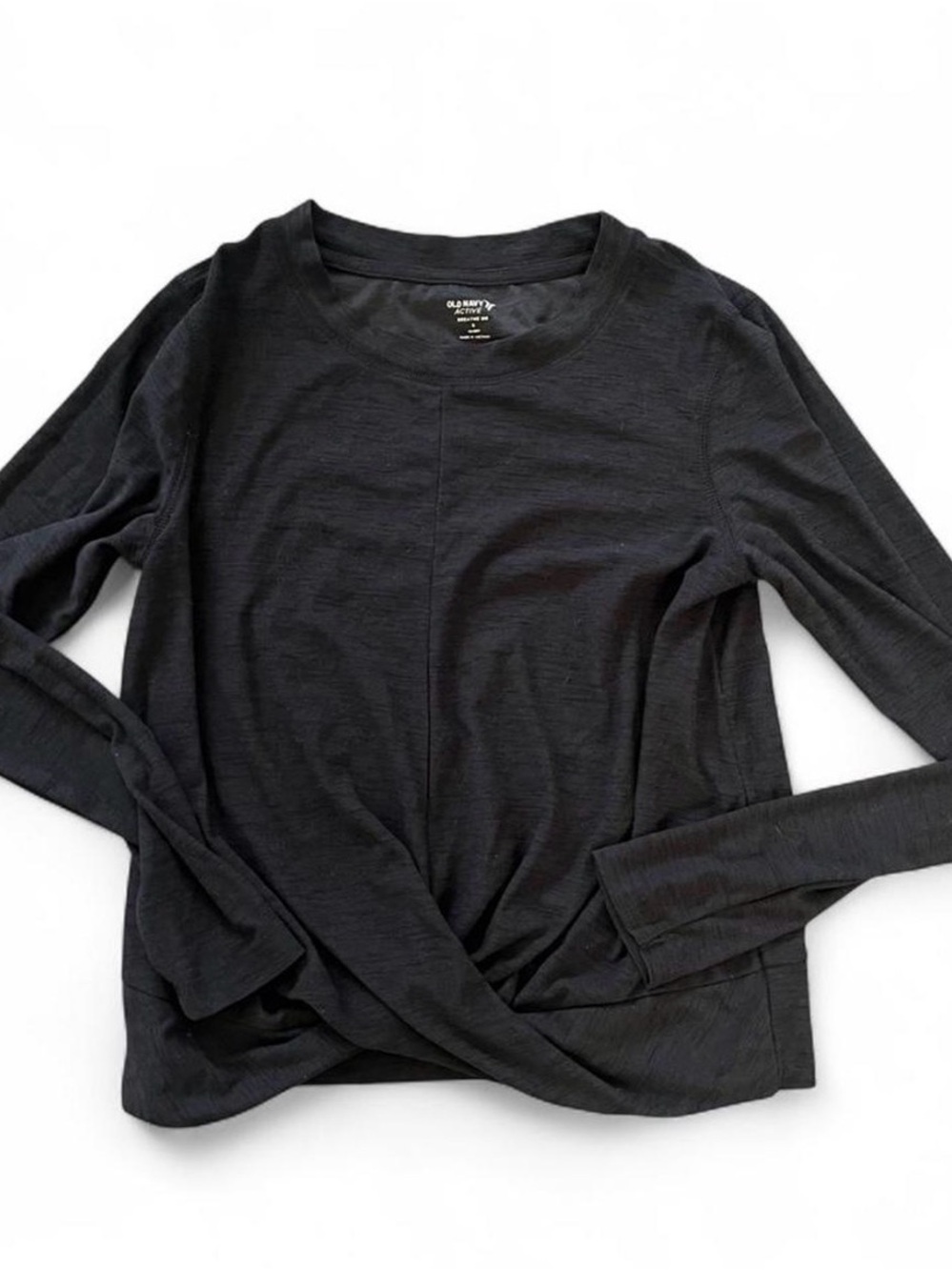 Old Navy Black Long Sleeve Twist Hem Top